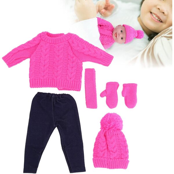 Acouto Abiti per Bambole 18 Pollici: Maglioni, Pantaloni, Cappelli e Sciarpe Rosa Chiaro