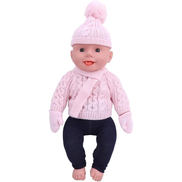 Acouto Vestiti per Bambole 43 cm - Maglione, Pantaloni, Cappello e Sciarpa Rosa