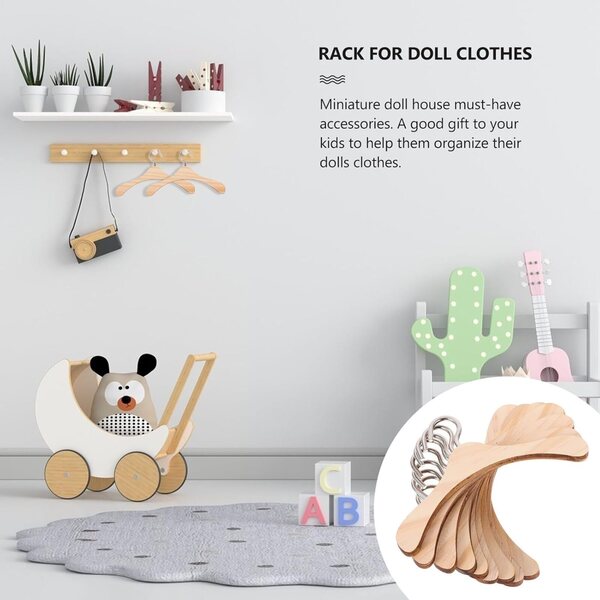 Gatuida Grucce in legno per bambini, set 20 pezzi per vestiti delle bambole