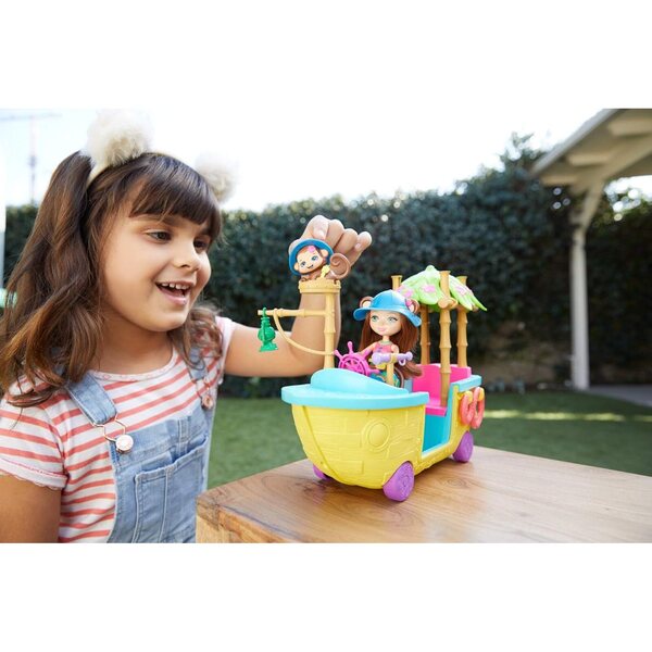 Enchantimals Playset Barca della Giungla con Bambola Merit e Amico Cucciolo Compass 4+