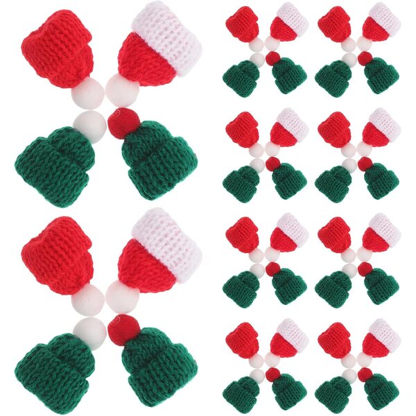 ERINGOGO 40 Mini Cappelli Natalizi in Lana per Decorazioni Albero, Bottiglie e Fai da Te