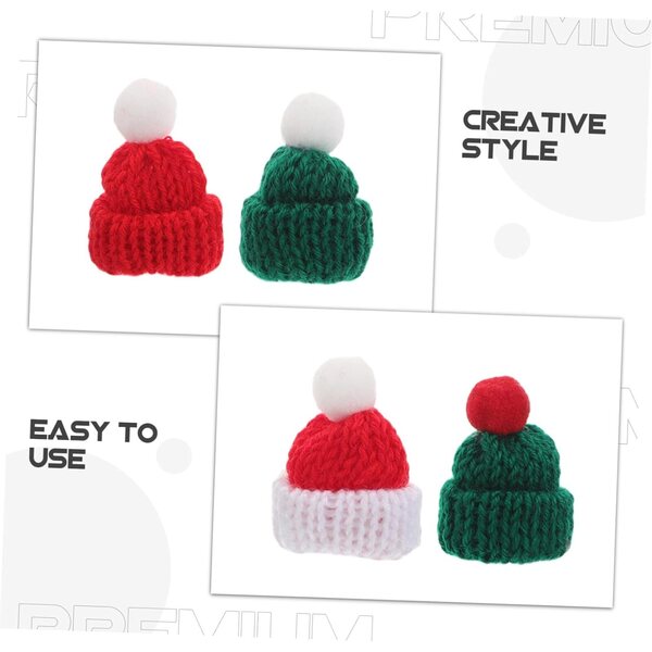 ERINGOGO 40 Mini Cappelli Natalizi in Lana per Decorazioni Albero, Bottiglie e Fai da Te