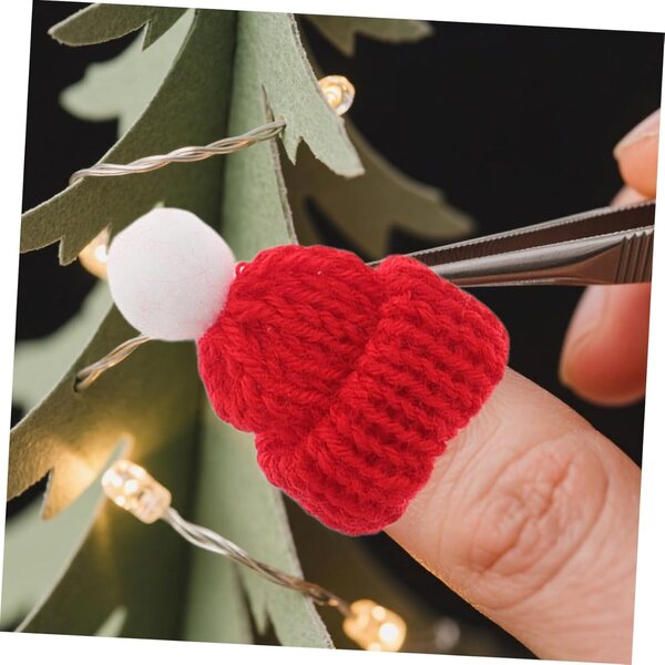 ERINGOGO 40 Mini Cappelli Natalizi in Lana per Decorazioni Albero, Bottiglie e Fai da Te