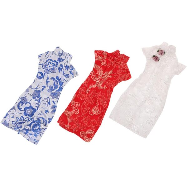 3 Vestiti Cheongsam per Bambole in Stile Cinese - Morbidi, Resitenti e Delicati