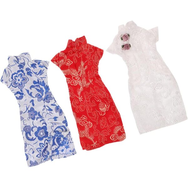 3-teiliges Set Cheongsam-Kleidung für Puppen – leichte und farbenfrohe traditionelle chinesische Kleidung
