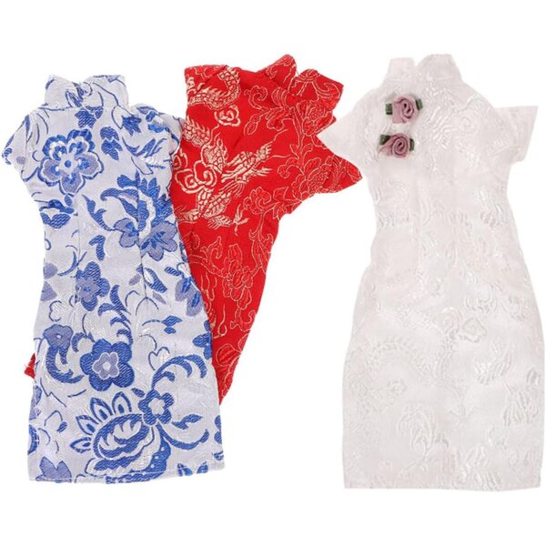 3-teiliges Set Cheongsam-Kleidung für Puppen – leichte und farbenfrohe traditionelle chinesische Kleidung