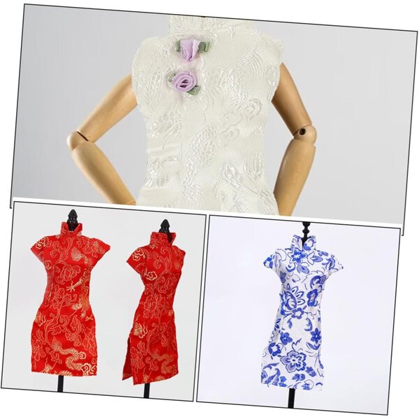 3-teiliges Set Cheongsam-Kleidung für Puppen – leichte und farbenfrohe traditionelle chinesische Kleidung