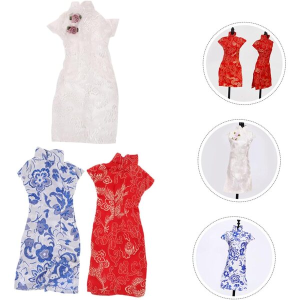 3-teiliges Set Cheongsam-Kleidung für Puppen – leichte und farbenfrohe traditionelle chinesische Kleidung