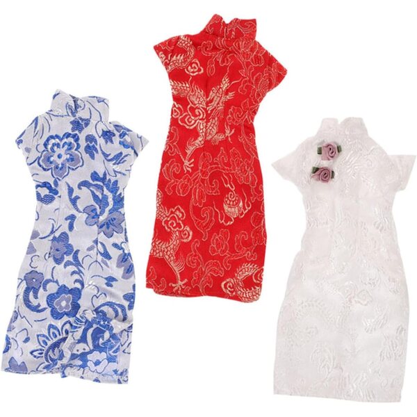 3-teiliges Set Cheongsam-Kleidung für Puppen – leichte und farbenfrohe traditionelle chinesische Kleidung