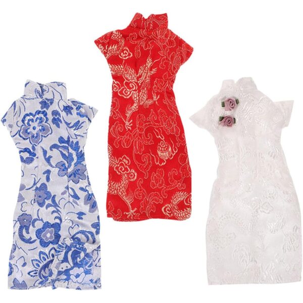 KOMBIUDA Set 3 Vestiti Cheongsam per Bambole Abbigliamento Tradizionale Cinese Morbido e Lavabile