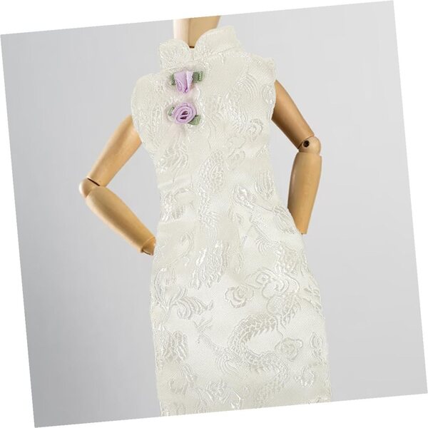Set 3 Vestiti Cheongsam per Bambole 30cm - Abiti Tradizionali Cinesi in Tessuto Colorato