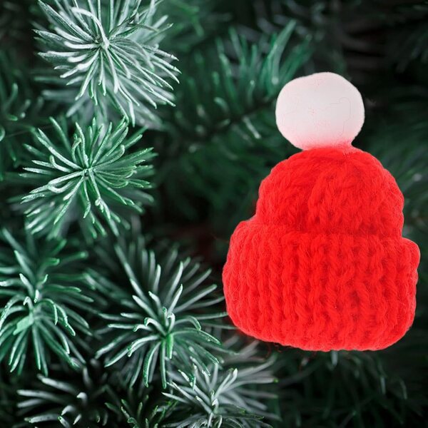 24 Mini Cappelli di Natale in Lana Colorati Elasticizzati per Decorazioni Festive