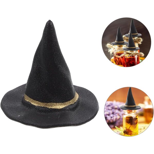 Alasum 20 schwarze Mini-Hexenhüte, 2,5 cm, für Halloween, Puppen und Bastelarbeiten