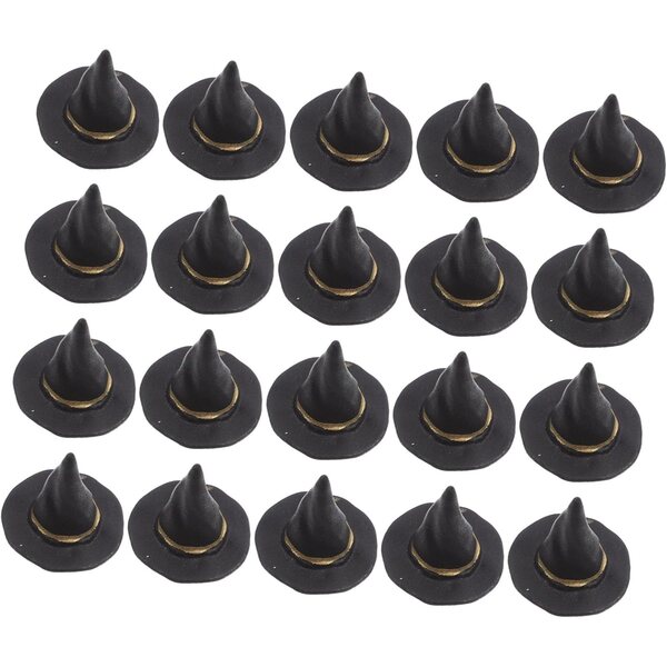 Alasum 20 schwarze Mini-Hexenhüte, 2,5 cm, für Halloween, Puppen und Bastelarbeiten