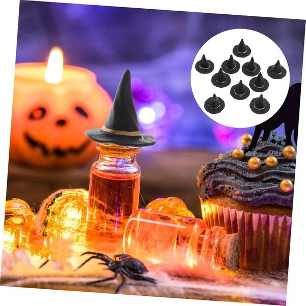 Alasum 20 schwarze Mini-Hexenhüte, 2,5 cm, für Halloween, Puppen und Bastelarbeiten