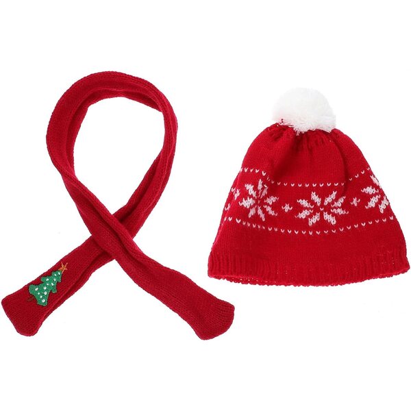 Mini-Weihnachtsmütze und Schal-Set aus Wolle für dekorative Puppen und Puppen