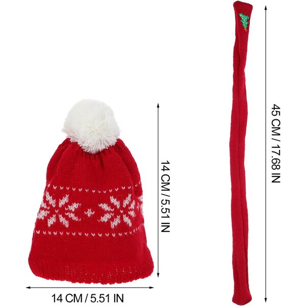 Mini-Weihnachtsmütze und Schal-Set aus Wolle für dekorative Puppen und Puppen