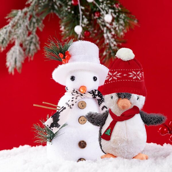 Mini-Weihnachtsmütze und Schal-Set aus Wolle für dekorative Puppen und Puppen