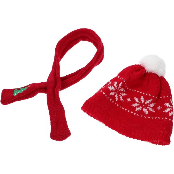 Mini cappello e sciarpa natalizi in lana per bambole e decorazioni fai da te festive