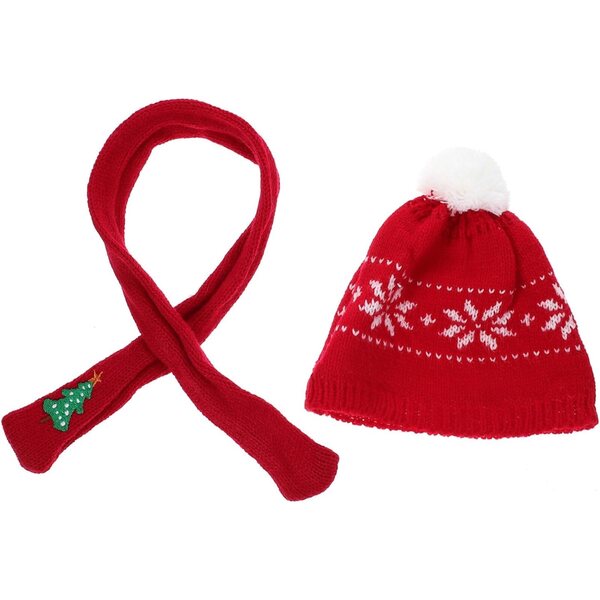 iplusmile Set Mini Cappello e Sciarpa Natalizi in Lana Morbida per Bambole e Pupazzi