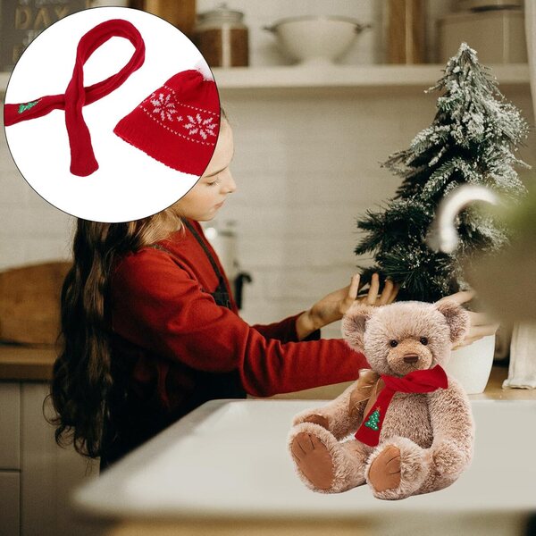 iplusmile Set Mini Cappello e Sciarpa Natalizi in Lana Morbida per Bambole e Pupazzi