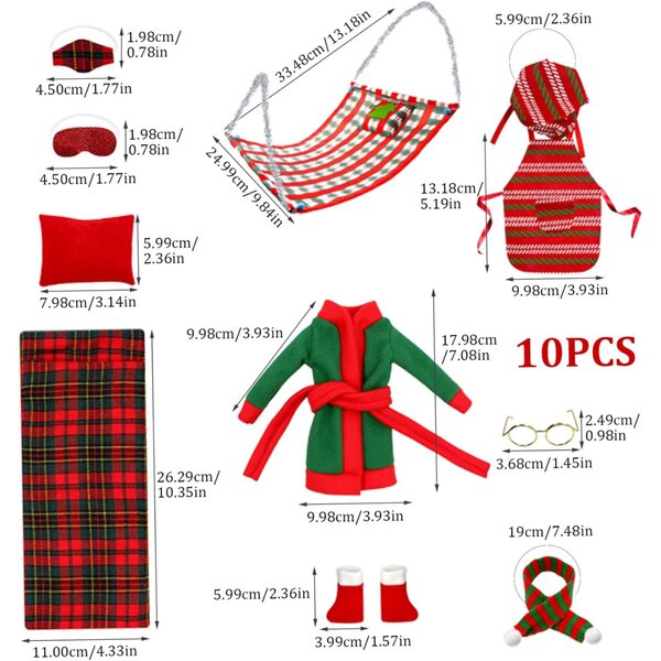 Hotainoys Weihnachtselfen-Set mit Schlafsack, Bademantel und Zubehör für Puppen