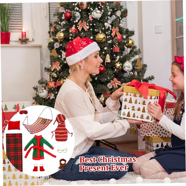 Hotainoys Weihnachtselfen-Set mit Schlafsack, Bademantel und Zubehör für Puppen