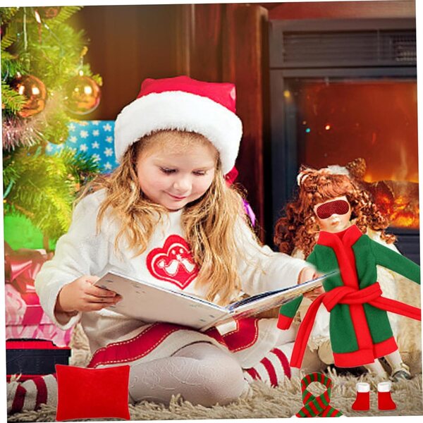 Hotainoys Weihnachtselfen-Set mit Schlafsack, Bademantel und Zubehör für Puppen