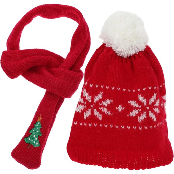 BESPORTBLE Set Mini Cappello e Sciarpa in Lana per Pupazzo di Neve e Decorazioni Natalizie