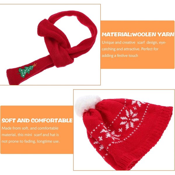 Mini-Set aus roter Weihnachtsmütze und Schal für DIY-Dekorationen, 20 cm