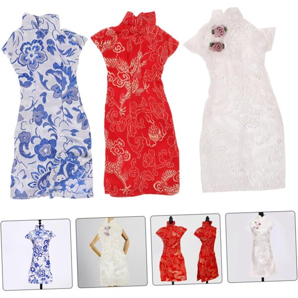 Beaupretty 3pezzi Vestito Cheongsam Cinese per Bambole, Sicuro e Leggero