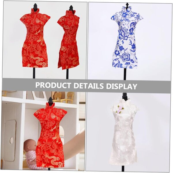 3 Vestiti Cheongsam Cinesi in Tessuto per Bambole, Abbigliamento Tradizionale Riutilizzabile