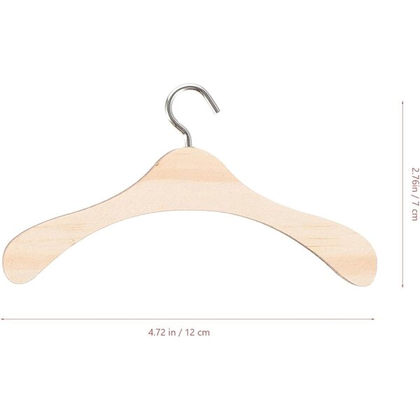 Set 20 Appendini in Legno Naturale 12 Cm per Bambole - Mini Grucce per Vestiti e Accessori