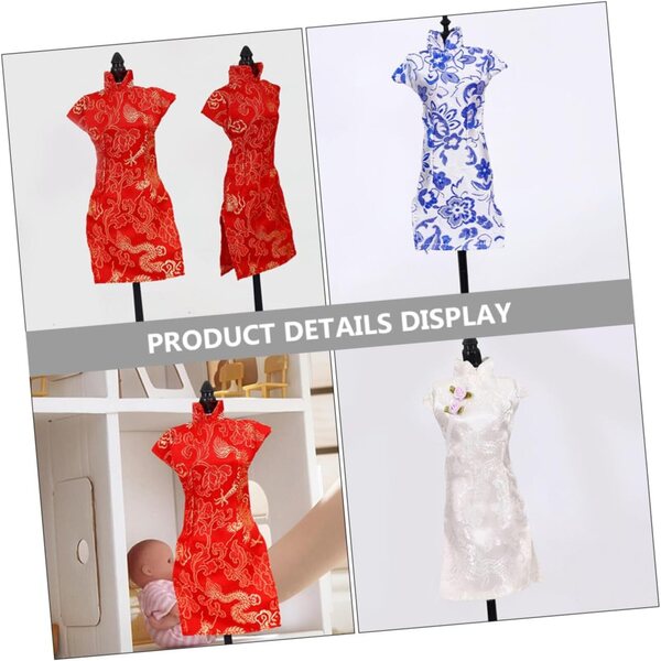 3 Vestiti Cheongsam per Bambola in Tessuto Reutilizzabili e Tradizionali Cinesi