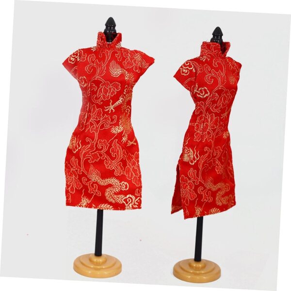 3 Vestiti Cheongsam per Bambola in Tessuto Reutilizzabili e Tradizionali Cinesi