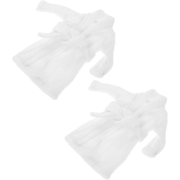 ORFOFE Set 2 Accappatoi Natalizi per Bambole Elfo e Mini Babbo Natale Bianco