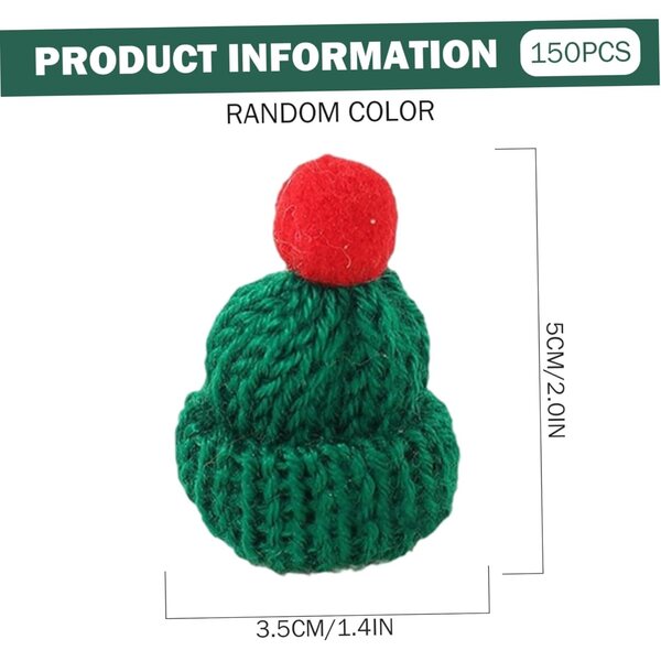 150 Stück weihnachtliche Mini-Strickmützen, bunte Wollaccessoires für die Basteldekoration