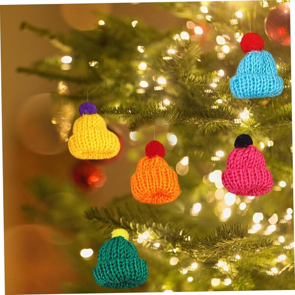 150 Stück weihnachtliche Mini-Strickmützen, bunte Wollaccessoires für die Basteldekoration
