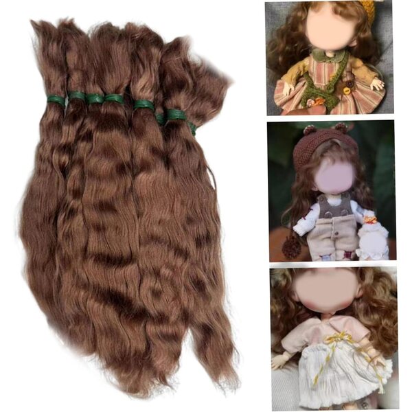 Capelli Ricci Marroni per Bambole in Mohair 8 Pollici - Realistici e Facili da Lavorare