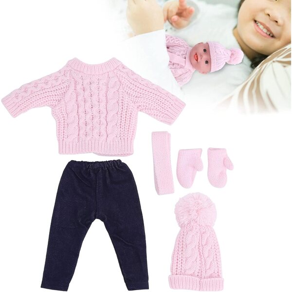Puppenkleidung 43 cm CFTGIW Pullover Hosen Hüte Schals Hellrosa