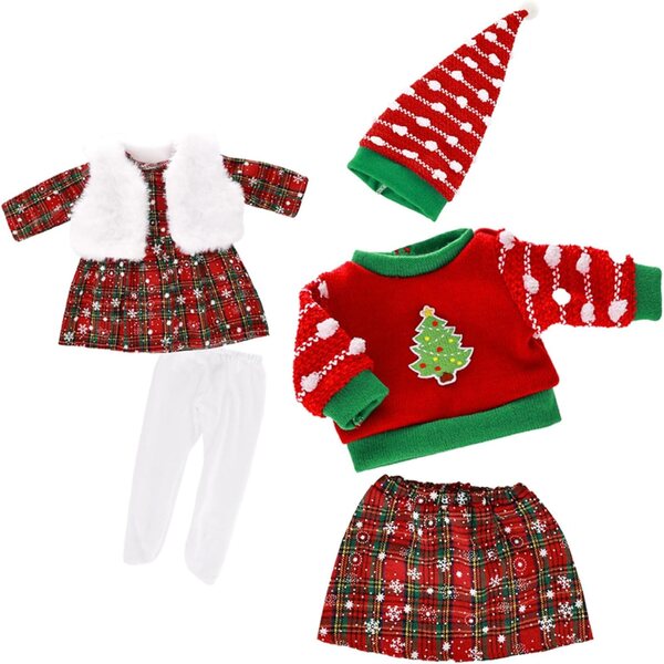 Set 2 Vestiti Invernali di Natale per Bambole da 18 Pollici con Gonna, Maglione e Cappello