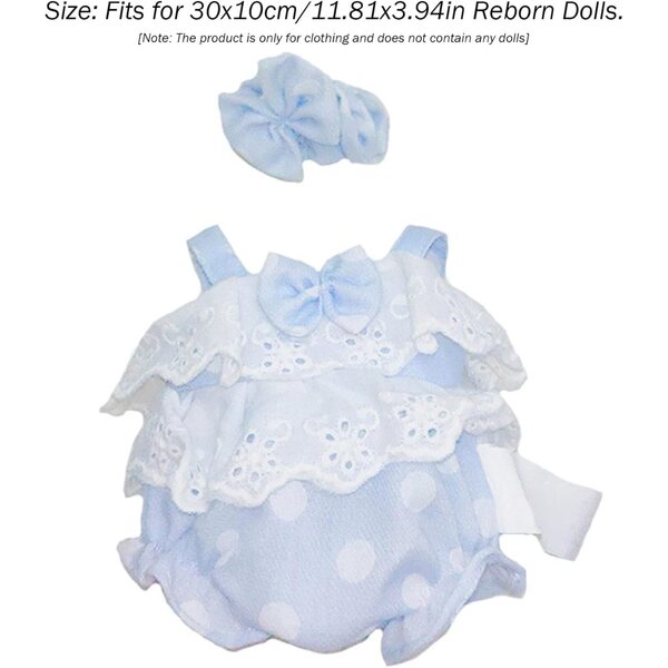 Blaues Kleidungsset für 30x10 cm große Puppe - Herbst-/Winterkleidung aus Polyester
