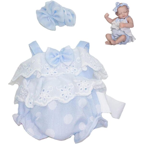 Blaues Kleidungsset für 30x10 cm große Puppe - Herbst-/Winterkleidung aus Polyester