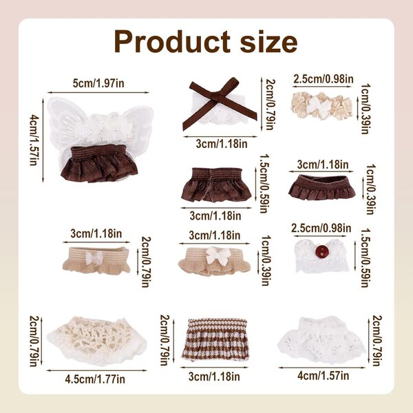 Set 6 Abiti Marroni per Bambole 7,62 cm - Top e Gonne in Poliestere Morbido