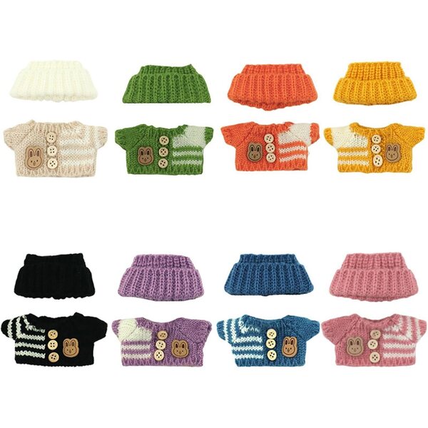 Garderobenset für 17 cm große Plüschpuppen mit Mütze und weichem handgefertigten Pullover