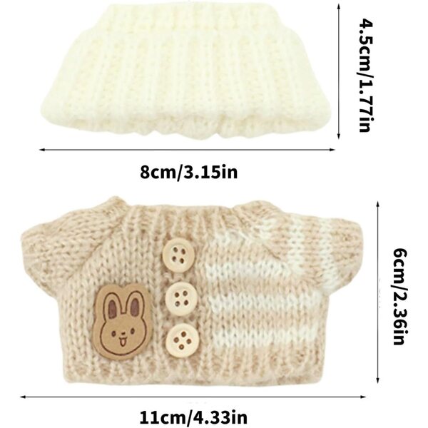 Garderobenset für 17 cm große Plüschpuppen mit Mütze und weichem handgefertigten Pullover
