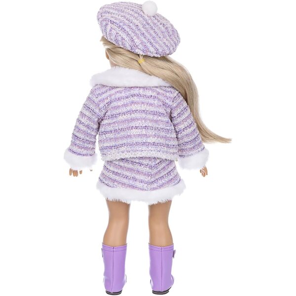 Winterset mit gestreifter Mütze und Mantel für 18-Zoll-Puppen - CAZSTYK