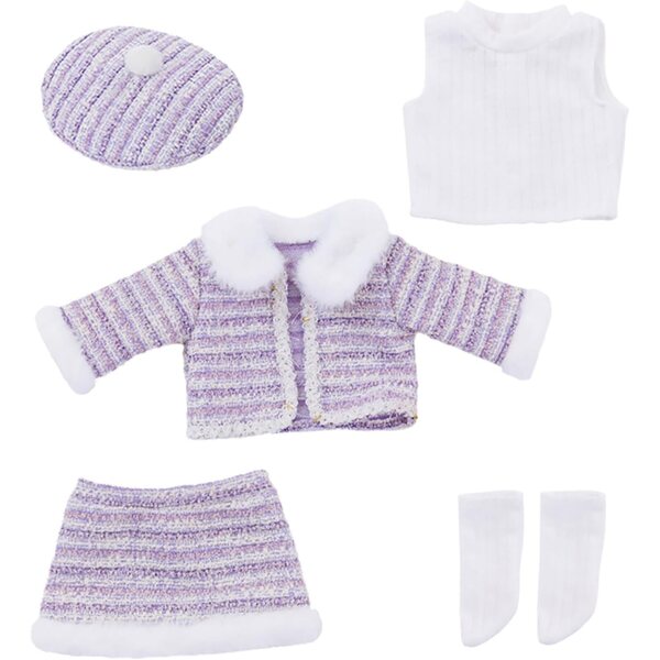 Winterset mit gestreifter Mütze und Mantel für 18-Zoll-Puppen - CAZSTYK
