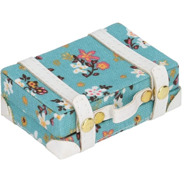 Mini-Metallkoffer für Puppenhaus 1:6 – Blaues dekoratives Accessoire 7,5 x 5 x 2,5 cm