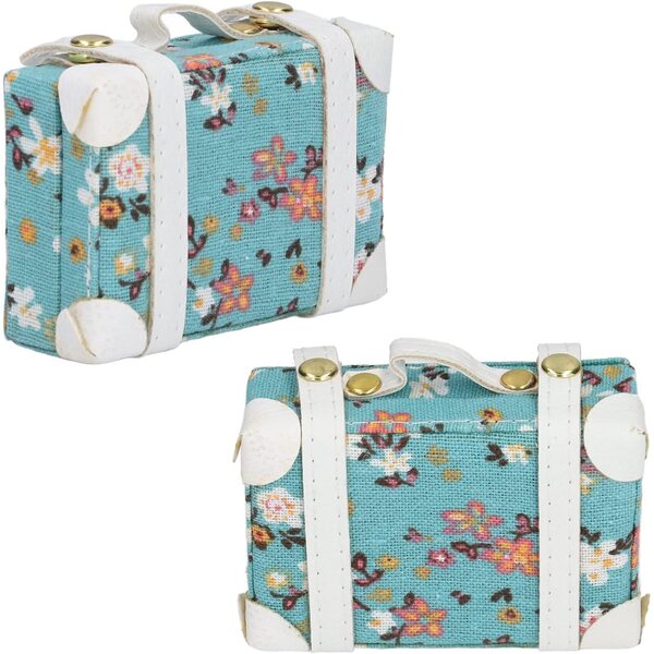 Mini-Metallkoffer für Puppenhaus 1:6 – Blaues dekoratives Accessoire 7,5 x 5 x 2,5 cm